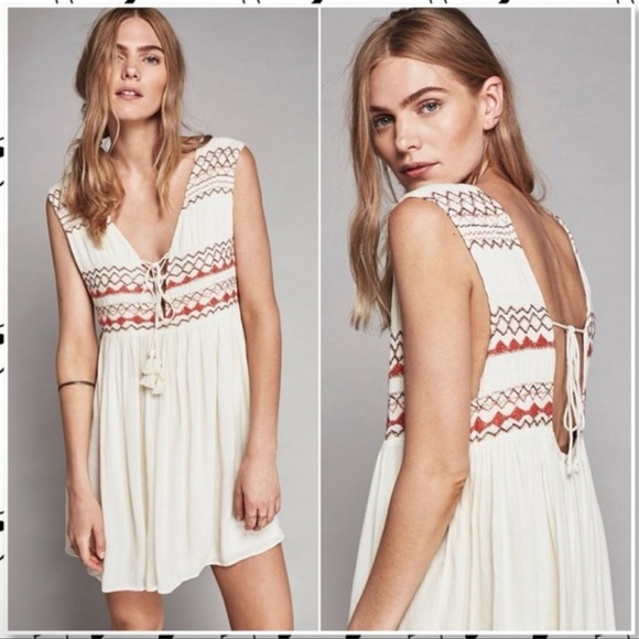 Free People Dresses & Skirts - Free People Cream Embroidered Simply Dress